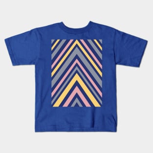 Chevron Pattern in Grey, Navy Blue, Pink and Yellow Kids T-Shirt